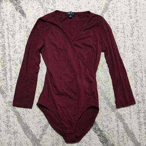 Timing Burgundy Long Sleeve Bodysuit, Size S